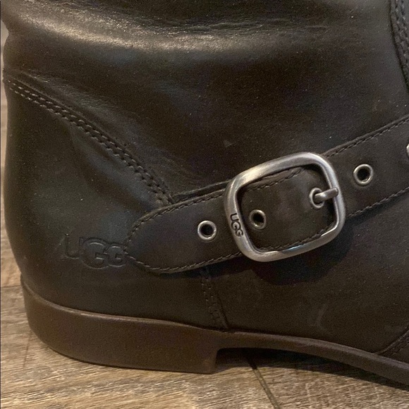 UGG Brown Leather MOTO Boots with Buckle Straps - Picture 7 of 16